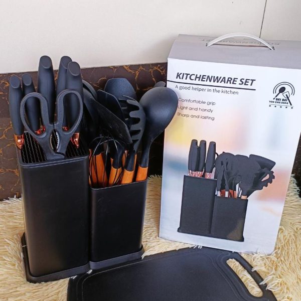 ORIGINAL 19 pcs Silicon spoons with knives and chopping board